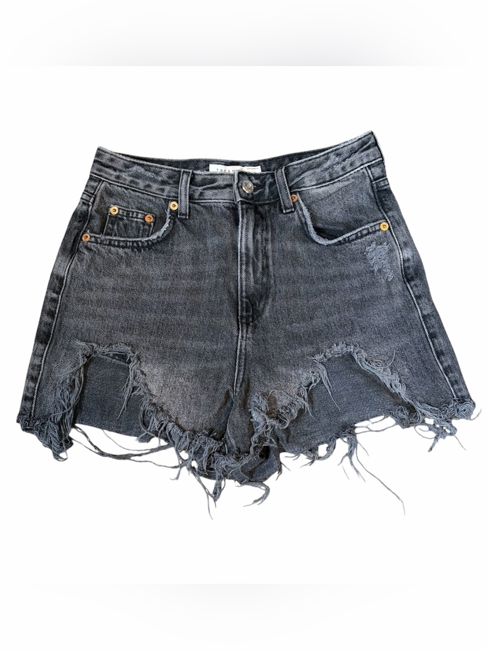 Topshop cutoff Mom shorts black high rise distressed